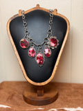 Red Rose Dahlia Charm Necklace