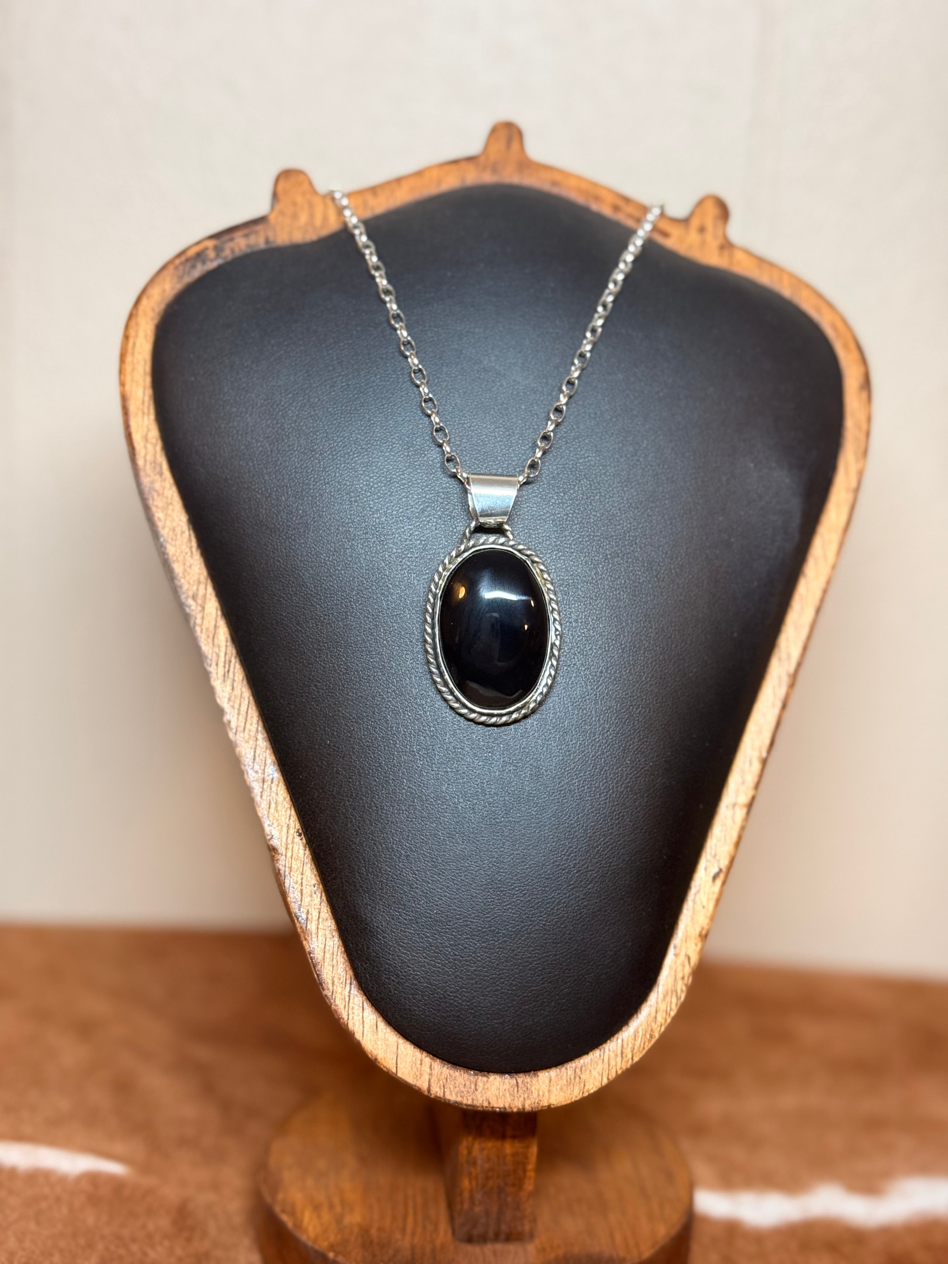 Black Onyx Twist Pendant