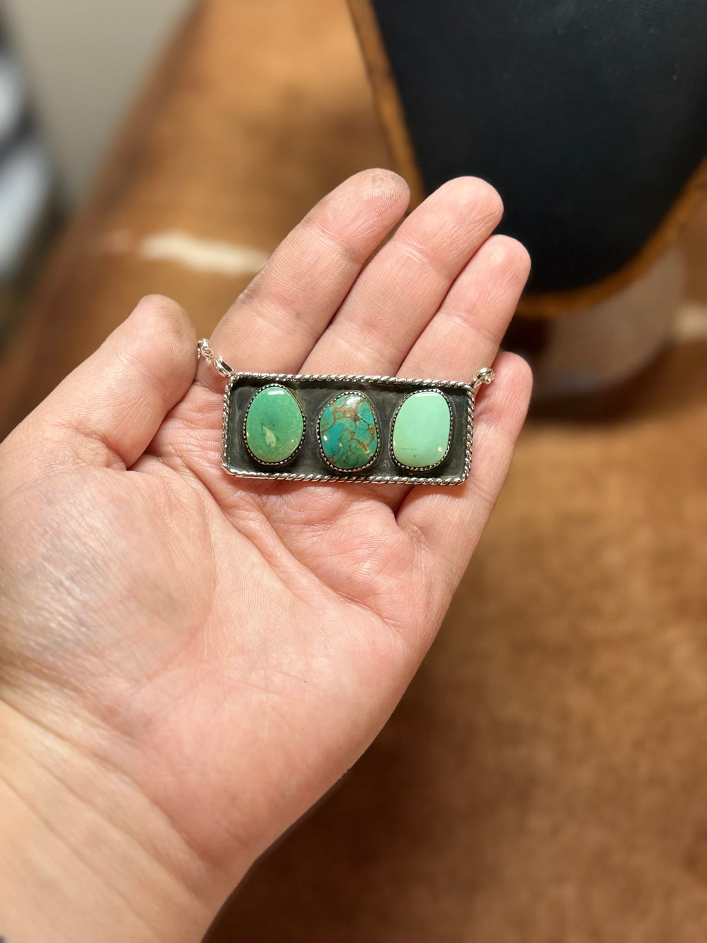 3 Stone Nila Turquoise Bar Necklace